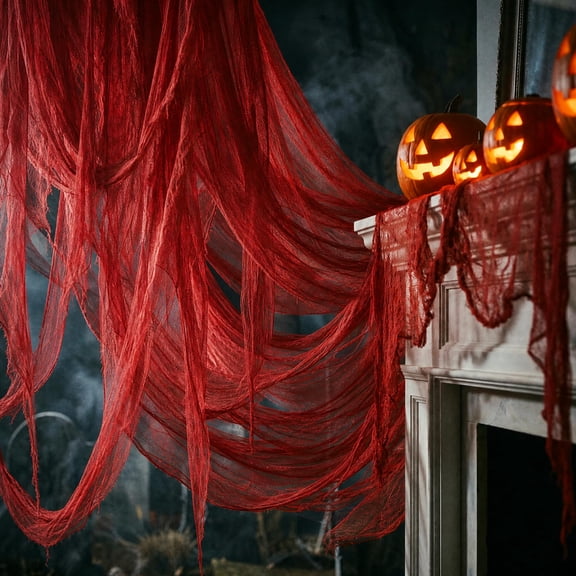Ebaokuup 400" x 39" Large Halloween Blood Red Creepy Cloth, Spooky Gauze Decoration