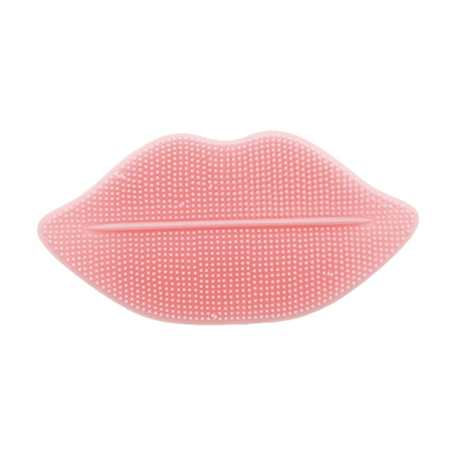 Cepillo de limpieza facial portátil de silicona en forma de labios 3.35"x1.77"x0.91" Rosa