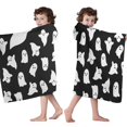 thumbnail image 4 of Black Halloween Ghosts with Boo Hooded Bath Towel，50"x30" for Ages 3 To 12 Kids, Quick Dry Lightweight Soft Microfiber Hood Beach Towel Cover Up for Kids, 4 of 7