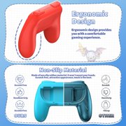 Controller Grips for Nintendo Switch 2 - Wear-Resistant & Anti-Slip Handle Kit Gamepad Holder Accessories-Red Blue