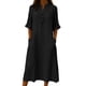 thumbnail image 3 of TaTaai Ladies V-Neck Ruffle Half Sleeve Solid Color Long Dress Button Down Design with Pockets Fashion Casual Comfortable Dress for Women Gift, 3 of 6