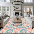 thumbnail image 3 of 6'x9' Area Rugs, Teal Orange Indoor Outdoor Area Rug for Living Room Bedroom, Modern Tie Dyeing Contemporary Abstract Art Washable Bathroom Rugs Kitchen Floor Carpet Mats Home Decor Aesthetic, 3 of 8