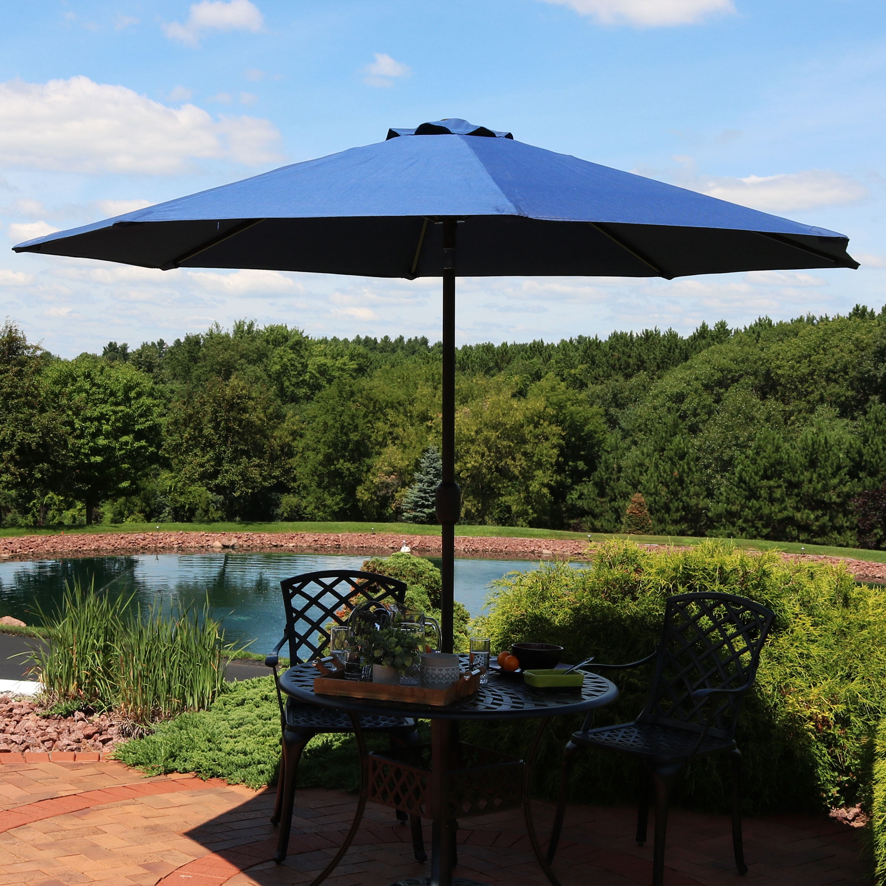 Sunnydaze 9-Foot Patio Umbrella, Fade and Rust Resistant - Auto Tilt