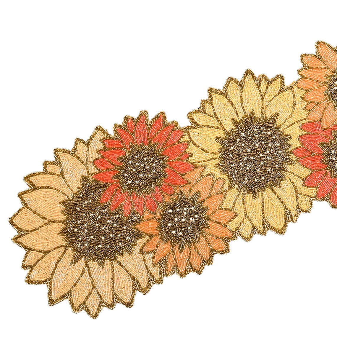 Handmade Beads Table Runner, Multicolor Sunflower Table Runner, Spring Tableware 13X36 Inch
