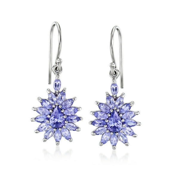 Ross-Simons 2.90 ct. t.w. Tanzanite Drop Earrings in Sterling Silver, Women's, Adult
