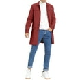 thumbnail image 2 of INSPIRE CHIC Men's Trench Coat Single Breasted Button Down Jacket Long Overcoat XL Burgundy, 2 of 7