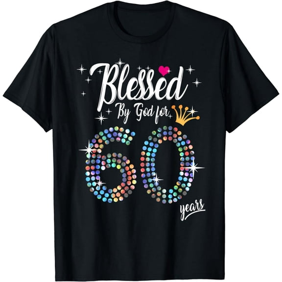 Sparkle Sequin 60th Birthday Milestone for Women Short Sleeve Graphic T-Shirt