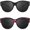 (2 Pack) Glossy Black+floral Purple, variant on Women's Vintage Oversized Round Cat Eye Sunglasses Tortoiseshell Print Thick Frame UV400 100% UVA UVB Blocking Dark Lens Retro Boho Shades for Vacation Party Outdoor