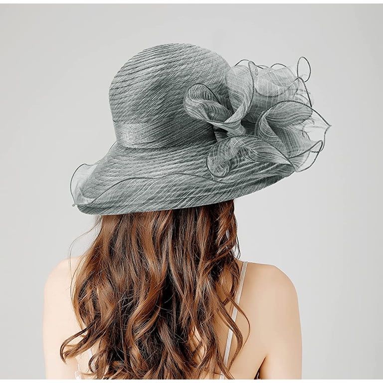 Dalrosia Big Brim Hat Organza Hats Summer Beach Cap Tea 