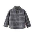 thumbnail image 4 of mgoYE Boys Flannel Shirt Toddler Plaid Shirt Long Sleeve Button Down Shirts Kids Casual Tops(Grey,12-18 Months), 4 of 5