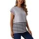 thumbnail image 4 of Suéter sin mangas de cuello redondo a rayas para mujer Inspire Chic, chaleco casual de manga corta, pulóver de punto acanalado, tops de tanque XL gris, 4 of 6