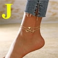 thumbnail image 2 of Layered Heart Anklet For Women Double Initial Letter Chain Foot Jewelry, 2 of 5