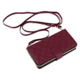 thumbnail image 6 of Compatible for iPhone 13 Wallet Case, Crossbody Strap PU Leather Folio Phone Cover, Zipper Handbag Purse with Card Holder Lanyard Flip Stand for iPhone 13, Winered, 6 of 10