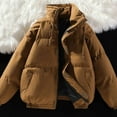 thumbnail image 4 of Puffer Jackets for Women Plus Size Long Sleeve Winter Casual Solid Zip Hoodless Outwear Coat, 4 of 5
