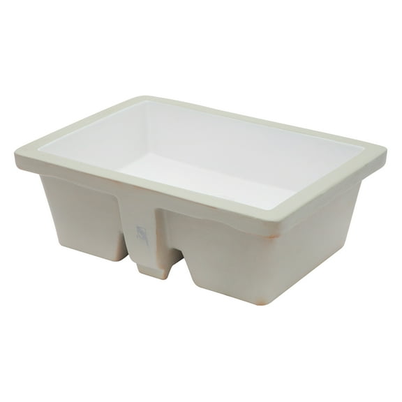 19.5"x14" White Ceramic Rectangular Undermount Bathroom Sink with Overflow