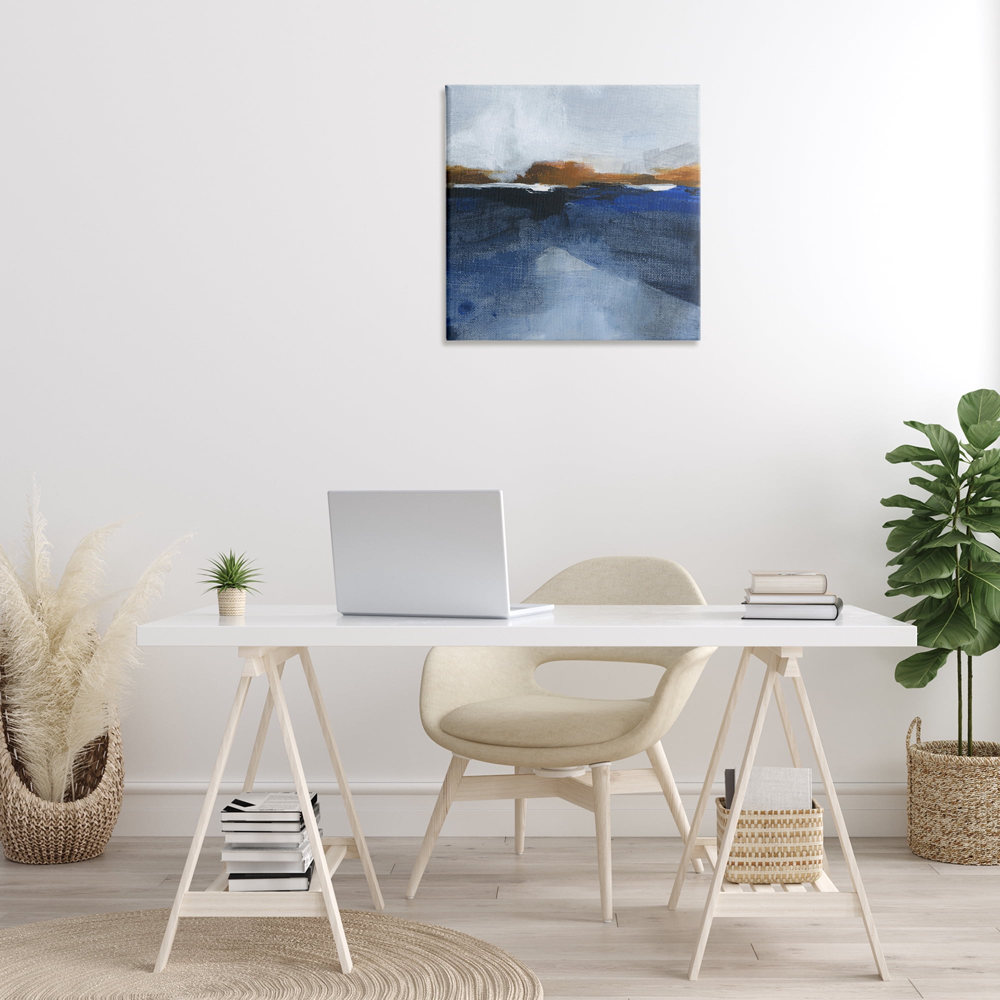 Stupell Industries Ocean Cliffs Impression Abstract Painting Gallery Wrapped Canvas Art Print Wall Art, 24 x 24