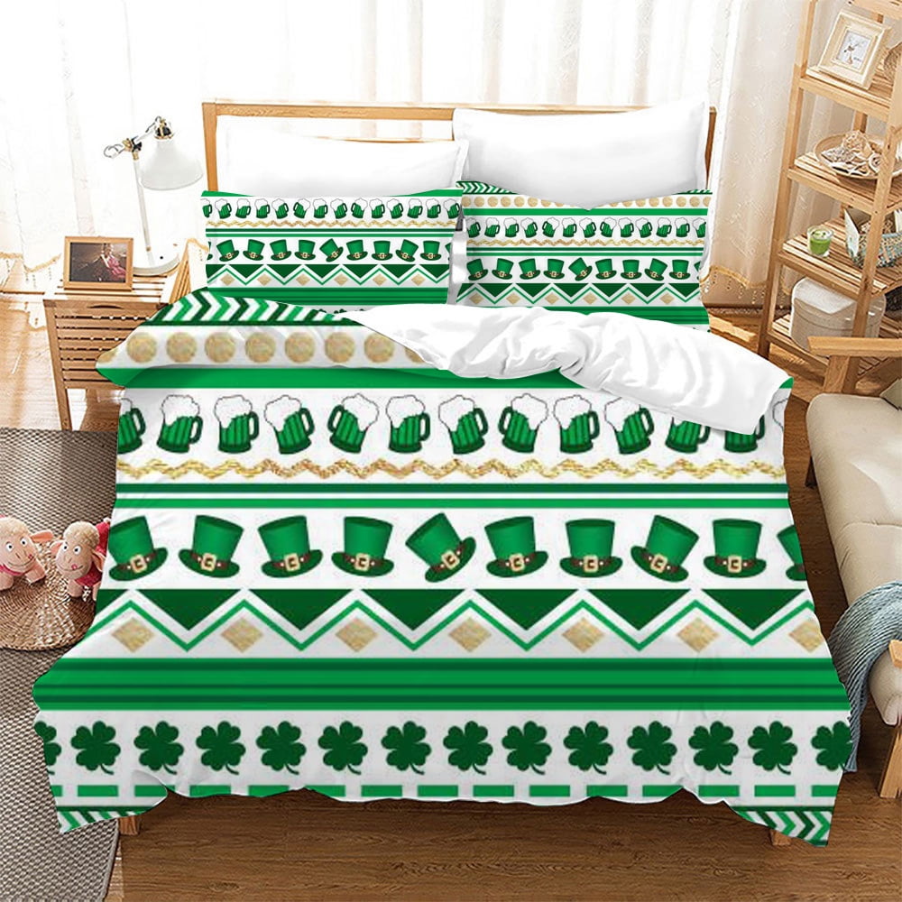 Bedding Sets for Boys Girls St. Patrick's Day Duvet Cover Set for Teen Adult Shamrocks Comforter