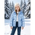 thumbnail image 2 of Lanbubble Girls Shiny Puffer Jacket Hooded Winter Coat Warm Outerwear for Kids 7-14Y, 2 of 8