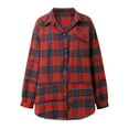 thumbnail image 1 of Summer Tops Plain Casual Gingham Long Sleeve Oversized Button Baggy Blouses Womens Shirts Red XXL, 1 of 3
