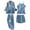 Dark Blue, variant on Women 4 Piece Classic Satin Pajama Set Long Sleeve Button Shirt Cami Tops Pants Shorts Set Cozy Homewear