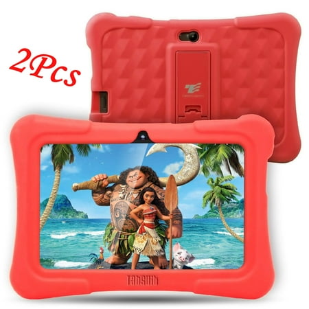 2Pcs DragonTouch Red Newest Y88X Plus 7 inch Kids Tablet Quad Core Android 6.0 Tablet With Children Apps 1GB / 8GB Kidoz Pre-Installed Best gifts for (Best Walking App For Android 2019)