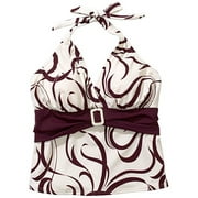 Women's Plus Belted Halter Tankini Top