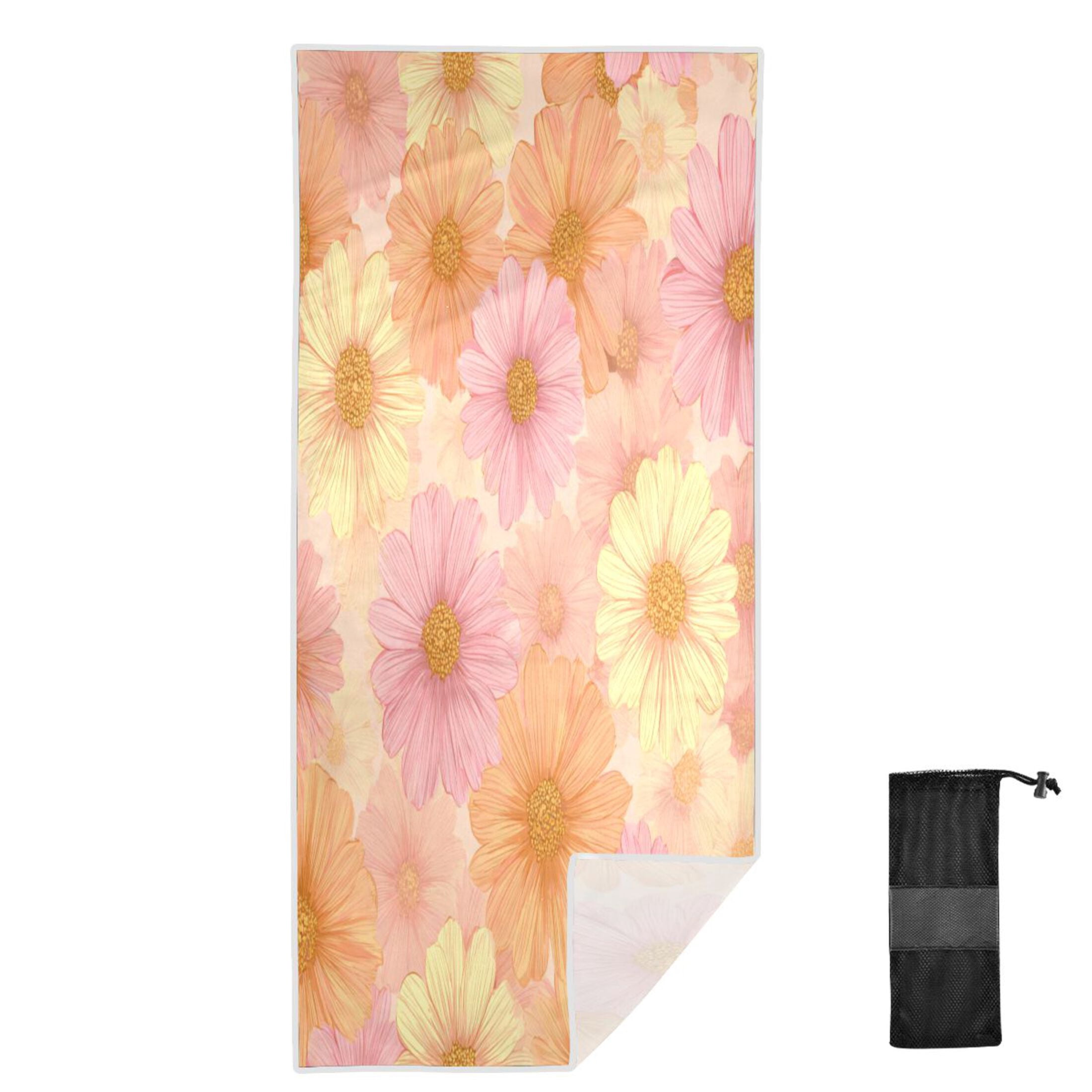Qxltty Pink Daisies Beach Towel Sand Free Bath Towel Absorbent Quick Dry Soft Lightweight Blanket for Travel Gym Camping 71x31in