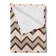 thumbnail image 2 of Tan Soft Flannel Fleece Throw Blanket, Classic and Chevron Zigzag Pattern Waves Geometric Retro Style Tiling, Cozy Plush for Indoor and Outdoor Use, 50" x 60", Brown and Tan, by Ambesonne, 2 of 5