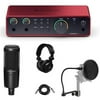 Scarlett 2i2 4th Gen 2x2 USB Audio Interface with Software Suite, Bundle with Audio-Technica Microphone & Nady QH-200 Headphones