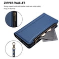 thumbnail image 5 of For iPhone 17e / 16e Wallet Phone Case-PU Leather Magnetic Flip Cover with 9 Credit Card Slots,Zipper Pocket & Detachable Wrist Strap,Shockproof,Dark Blue,For iPhone 17e / 16e, 5 of 7