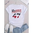 thumbnail image 2 of Women's Patriotic Flag Print T-Shirt - Casual Crew Neck, Short Sleeve, Stretchy Polyester Blend, Machine Washable - Perfect for Summer & Independence Day, 2 of 6