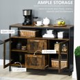 thumbnail image 4 of HOMCOM Industrial Sideboard Buffet Cabinet, Glass Door Bar Table, 2-Drawer Cupboard with Adjustable Shelves for Dining, Living Room, Rustic Brown, 4 of 10