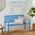 thumbnail image 3 of Best Choice Products Indoor Outdoor Steel Garden Bench w/ Geometric Backrest, Foot Levelers - Ocean Blue, 3 of 7