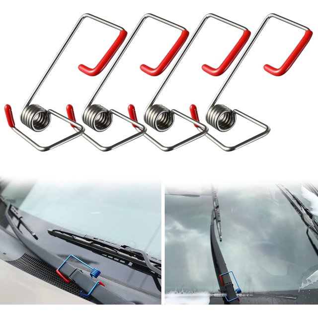 Yazoeia Windshield Wiper Arm Pressure Spring Booster-Enhance Wiper Performance, Wiper Arm Pressure Spring Set, Add-on Wiper Arm Pressure Spring Set, Easy Install (4PCS Silver) CJC912-108271