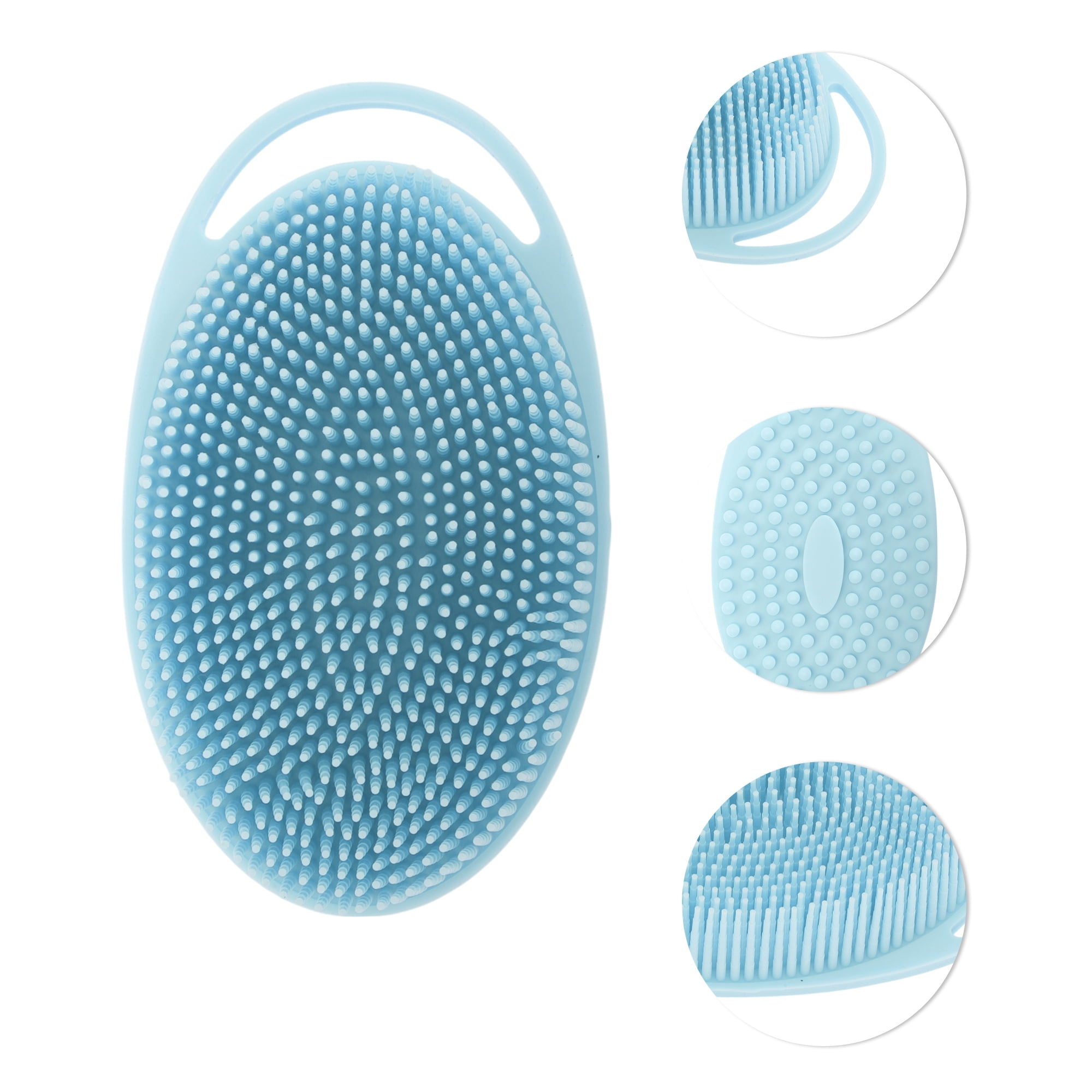 Unique Bargains Hangable Oval Bath Brush Shower Brush 1 Pc Light Blue