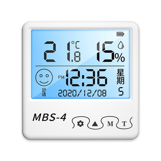 LCD Digital Interior Colgante de pared Temperatura Humedad Medidor Oficina en casa Hotel Calendario Termómetro Higrómetro Suministros para el hogar Recargable Retroiluminado Eigraketly HA010478-03B