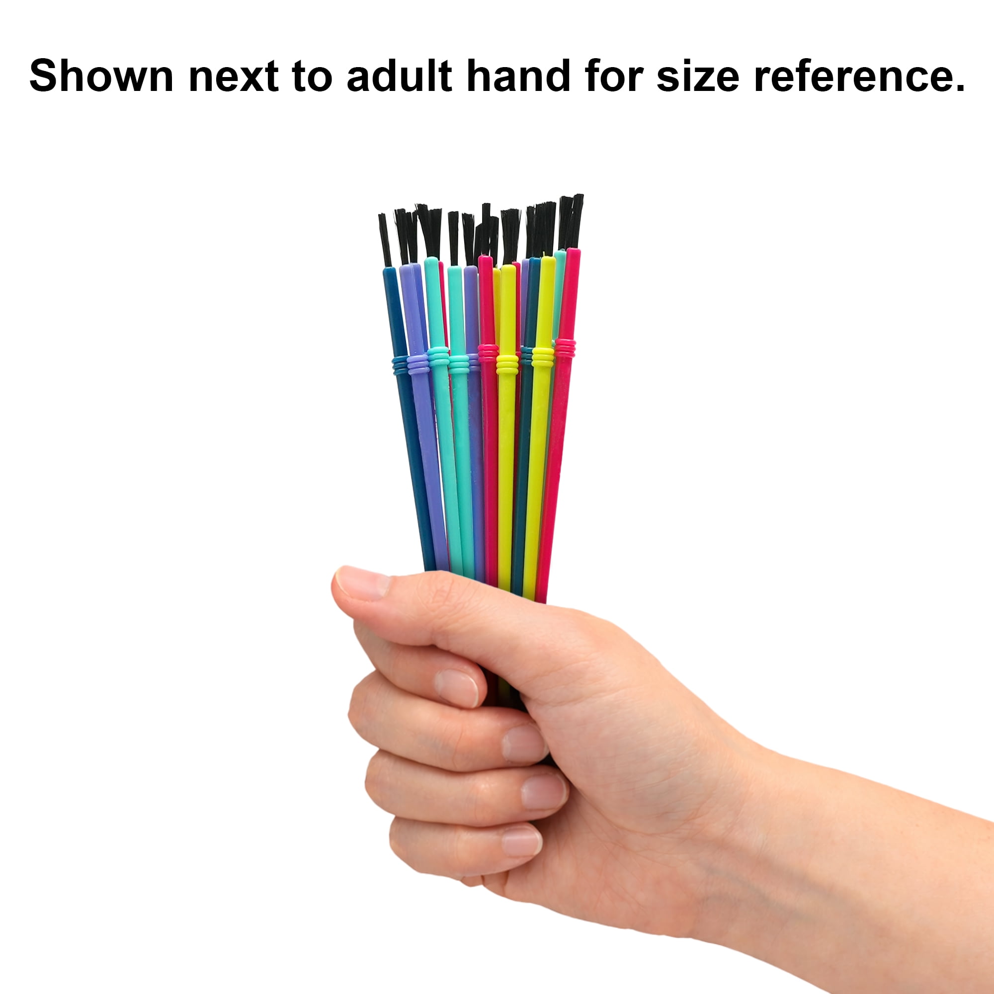Hello Hobby Round Synthetic Bristle Art Brushes with Colorful Handles, 30 Pack