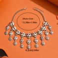 thumbnail image 4 of Gothic Silvery Skull Tassel Necklace - Perfect For Halloween & Parties, Alloy Fashion Accessory For Women, 4 of 5