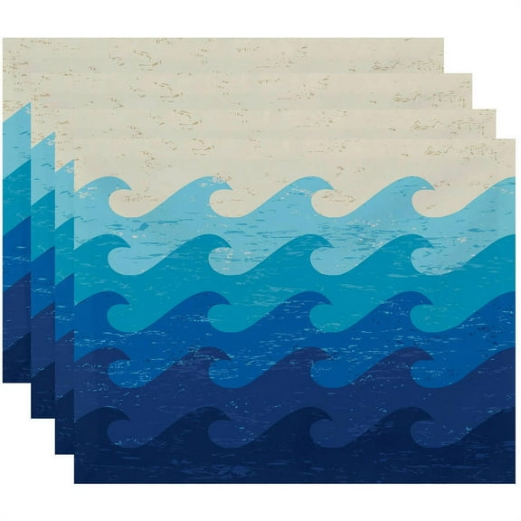 Simply Daisy 18" x 14" Deep Sea Geometric Print Placemats, Set of 4