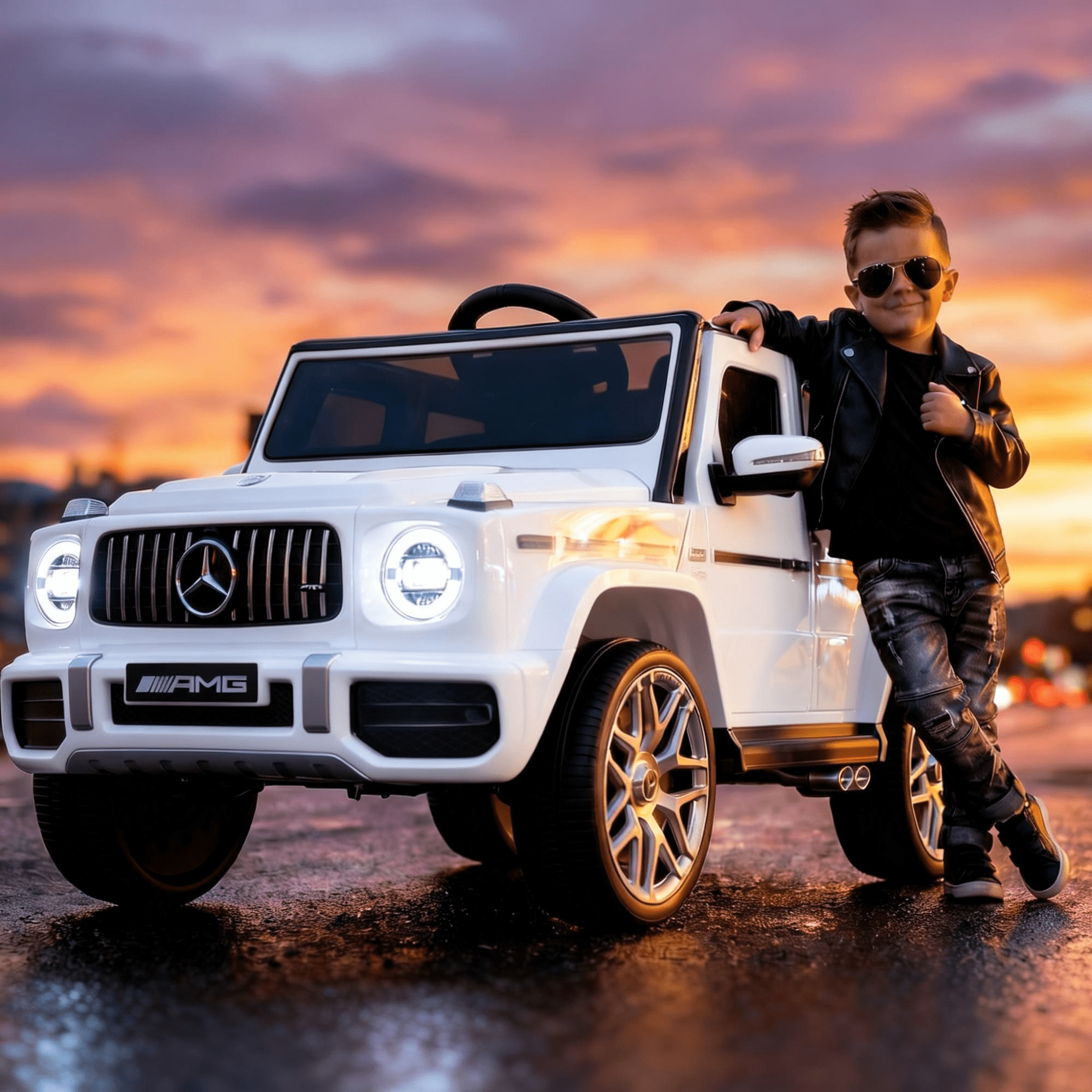 Cozphia Licensed Mercedes-Benz AMG G63 Ride on Car,12V Electric Vehicles with Remote Control,Rechargeable Battery,Flickering Lights/LED Lights, Bluetooth,Music