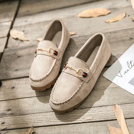 

Women s Flock Flat Shoes Round Toe Slip On Loafers Comfort Walk Shoes