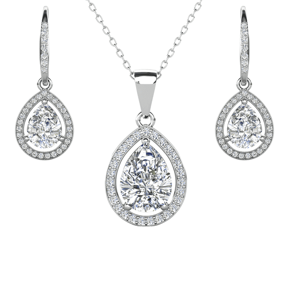 Cate & Chloe Isabel 18k White Gold Plated Drop Jewelry Set with Simulated Diamonds Gift for Women