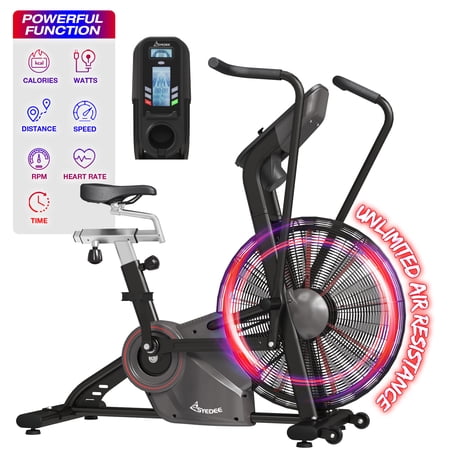 Syedee Air Bike Unlimited Air Resistance System and Multi-Function Digital Monitor  Air Exercise Bike with Adjustable Seat