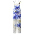 thumbnail image 2 of ICHUANYI Clearance Women's Casual Sleeveless Strap Floral Printed Spaghetti High Waist Wide Leg Jumpsuit Rompers(White, S) ICHUANYI WER2023080917031, 2 of 4