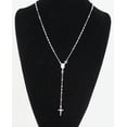 thumbnail image 4 of 925 Sterling Silver Diamond Cut Italian 4mm Rosary Beads Chain with Cross Necklace 22" Rosario, 4 of 11