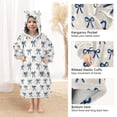 thumbnail image 3 of Wearable Blanket Hoodie for Kids Watercolor Blue Bow Flannel Hooded Blanket with Pockets and Sleeves Suitable for Boys and Girls, 3 of 7