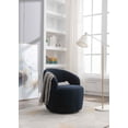 thumbnail image 4 of MAYEERTY Teddy Fabric Swivel Accent Armchair Barrel Chair, with Black Powder Coating Metal Ring, Dark Blue, 4 of 6