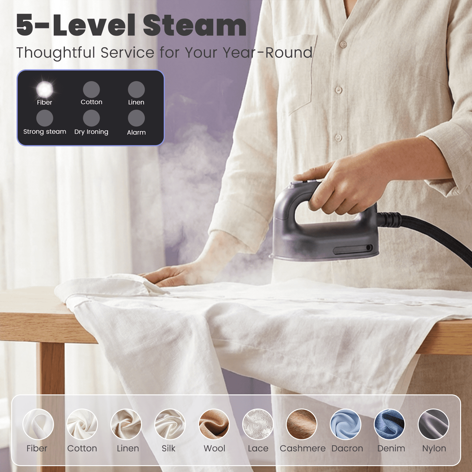 Advwin Professional 2200W Steam Station with 1.2L Tank, 5-Level Ceramic Soleplate Iron for Clothes