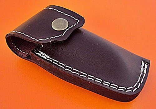 Poshland FNA-32 Handmade Damascus Steel Folding Knife with Black Colored Bone Handle & Sheath