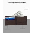 thumbnail image 5 of Leatherboss Genuine Leather Boys Mens Slim Compact Flap Clear ID Credit Cards Coin Pocket Bifold Wallet: Dark Brown, 5 of 6